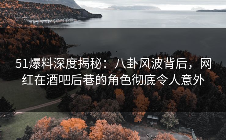 51爆料深度揭秘：八卦风波背后，网红在酒吧后巷的角色彻底令人意外  第1张