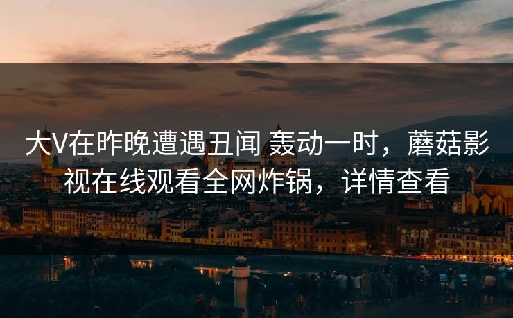 大V在昨晚遭遇丑闻 轰动一时，蘑菇影视在线观看全网炸锅，详情查看