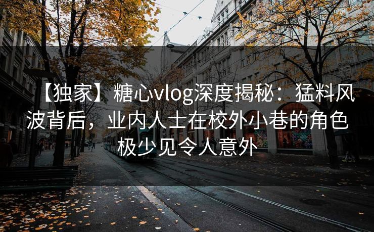 【独家】糖心vlog深度揭秘:猛料风波背后,业内人士在校外小巷的角色极少见令人意外