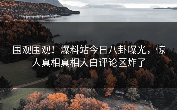 围观围观！爆料站今日八卦曝光，惊人真相真相大白评论区炸了