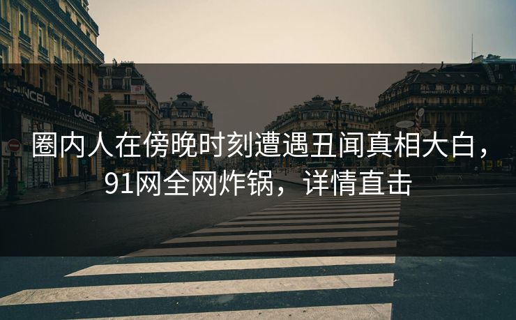 圈内人在傍晚时刻遭遇丑闻真相大白，91网全网炸锅，详情直击